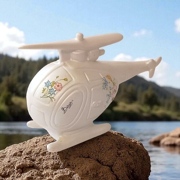 Berger Italian Helicopter Figure Ceramic Iridescent Floral Pottery Hand Painted - Picture 13 of 16